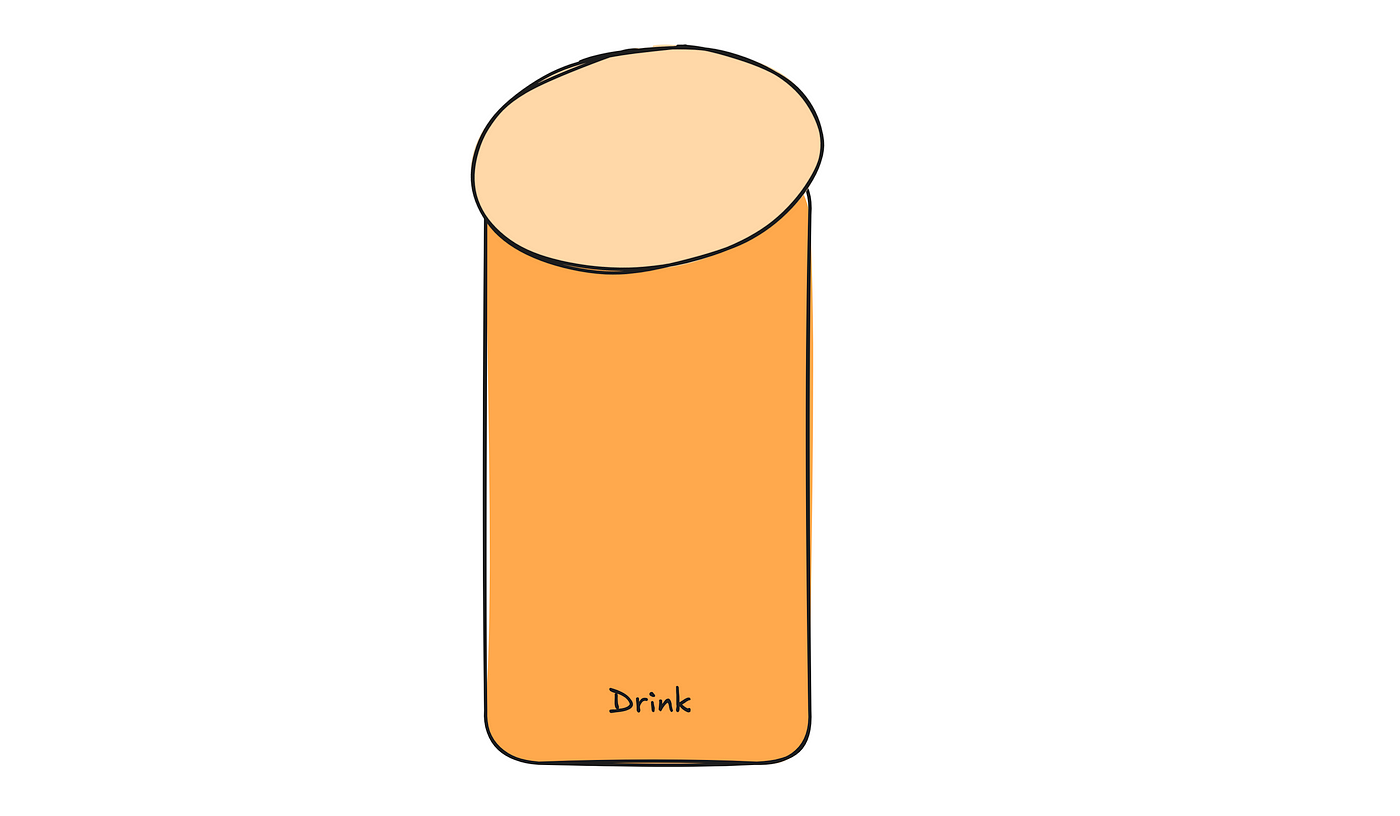 Hand-drawn image of a cup labeled “Drink”.